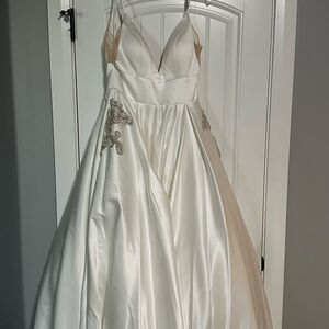 Elegant Wedding Gown with Silver Embellishments